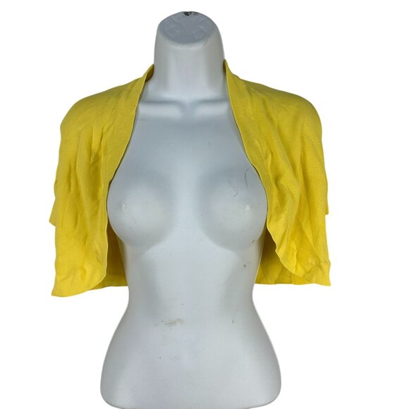 Cato Size XS Womens Yellow Short Sleeve Open Front Shrug Cardigan Knit - Picture 1 of 6